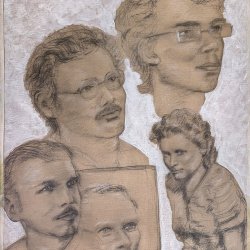 Aus dem Familienalbum - 2025. Acryl, Graphit, Eitempera auf Karton 50x70cm